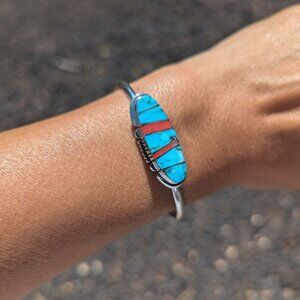 Navajo Bracelet Handmade Silver @loveyourstyle Turquoise Jewelry Sz‎ 6.75in***